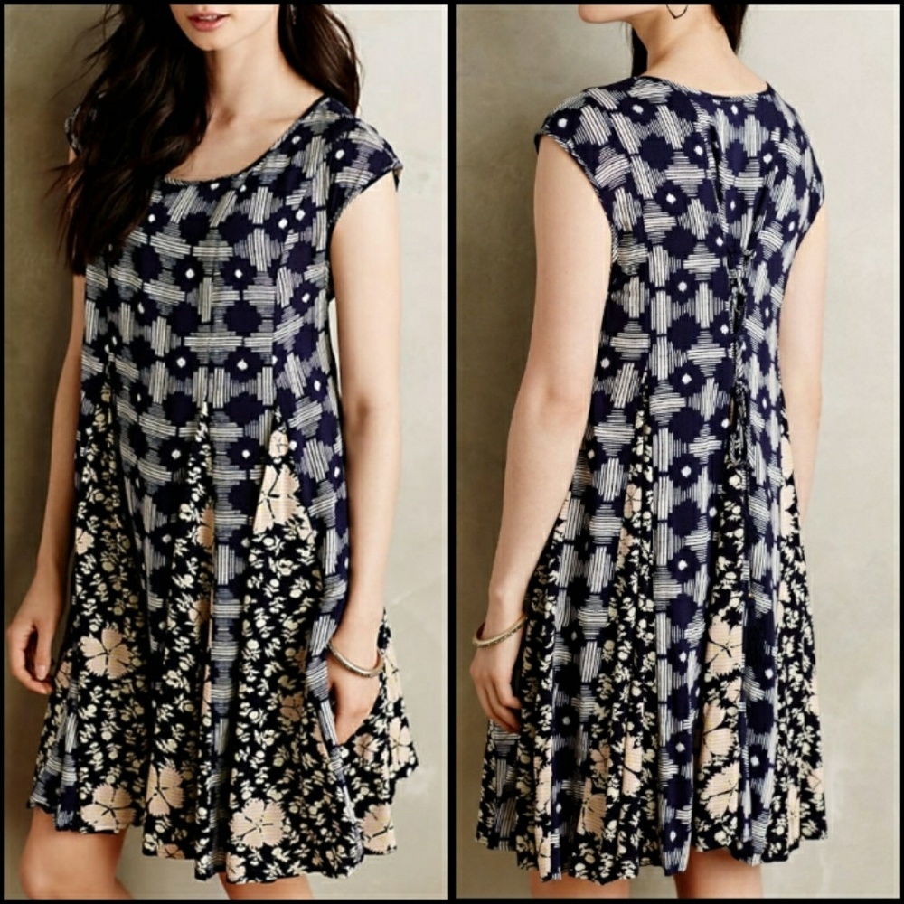 Anthro Indigo Swing Dress